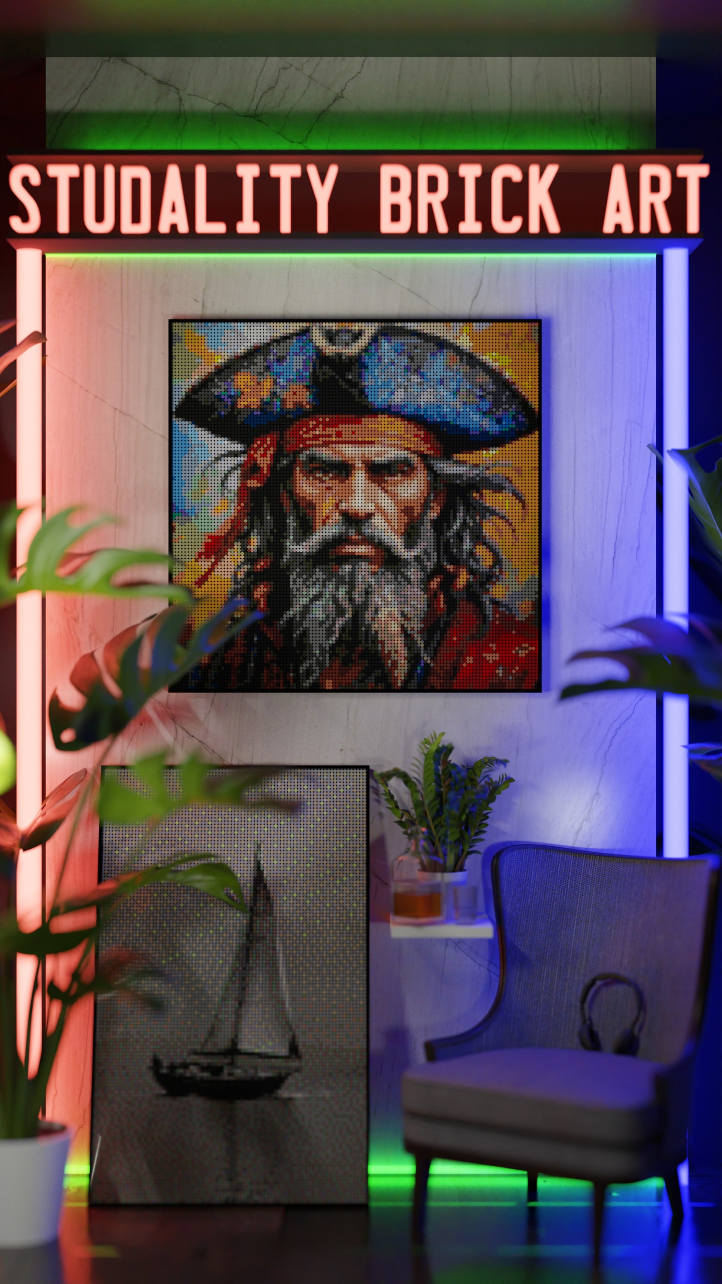Weathered Mariner LEGO® Style mosaic pixel art design for display